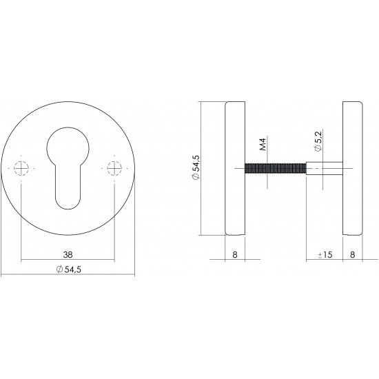 Intersteel ROZET ROND MET PROFIELCILINDERGAT RVS GEBORSTELD