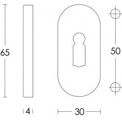 Intersteel ROZET SLEUTELGAT OVAAL VERDEKT RVS GEBORSTELD 4 MM