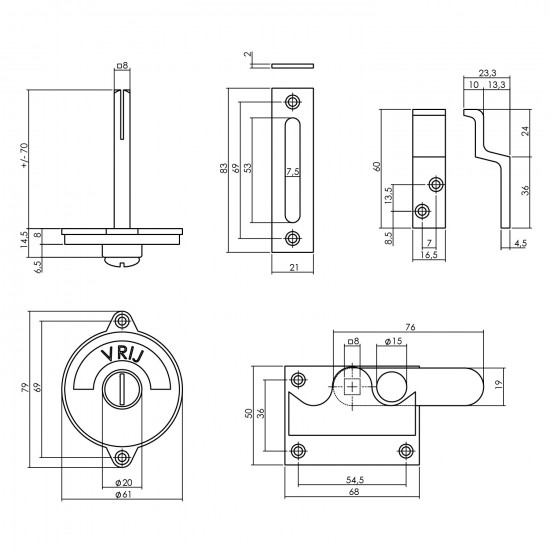 Intersteel WC-OVERSLAG VLAK VRIJ/BEZET CHROOM MAT