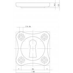 Intersteel ROZET SLEUTELGAT KLAVERBLAD MAT ZWART