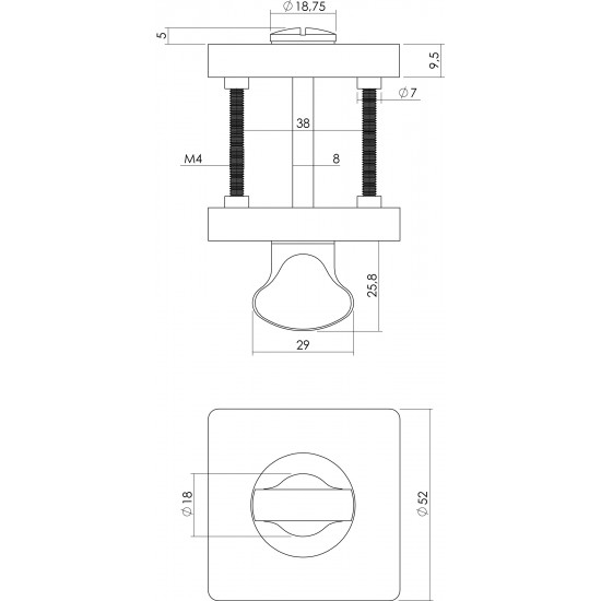 Intersteel ROZET TOILET-/BADKAMERSLUITING VIERKANT CHROOM/NIKKEL MAT