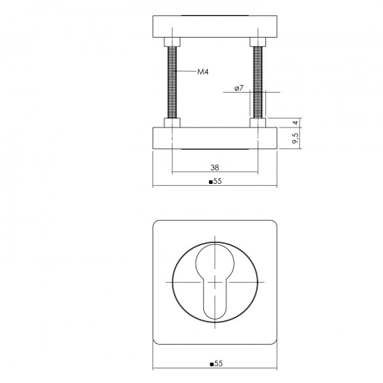 Intersteel ROZET PROFIELCILINDERGAT ROND CHROOM/NIKKEL MAT