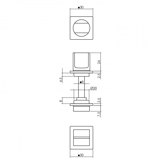 Intersteel ROZET MET TOILET-/BADKAMERSLUITING ZELFKLEVEND RVS/ZWART