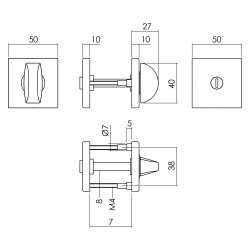 Intersteel ROZET TOILET-/BADKAMERSLUITING 50X50X10 MM ALUMINIUM ZWART