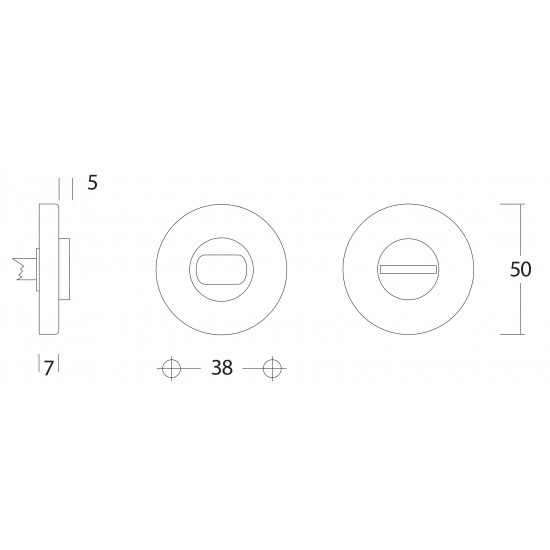 Intersteel ROZET TOILET-/BADKAMERSLUITING ROND MESSING GELAKT