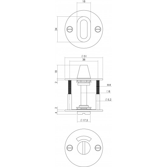 Intersteel ROZET TOILET-/BADKAMERSLUITING 2 MM DUN RVS/ZWART