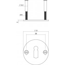 Intersteel ROZET SLEUTELGAT 2 MM DUN RVS/ZWART