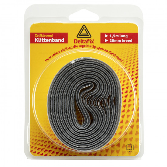 KLITTENBAND ZELFKLEVEND KLEINE ROL HAAKJES EN LUSJES GRIJS 1.5M X 20 MM