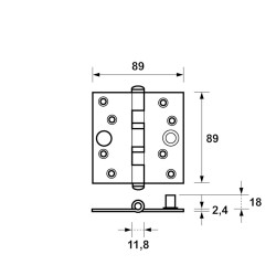 VEILIGHEIDSKOGELLAGERSCHARNIER/89X89X2.4/RECHTHOEK/STAAL TOPCOAT/SKG3