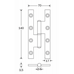 PAUMELLES DIN RS  DR. RI. 2 - 4  140X70MM