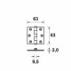 ONGELAGERD SCHARNIER/63X63X2.0/RECHTHOEK/STAAL TOPCOAT