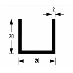 U-PROFIEL ALUMINIUM BRUTE 20X20X20X2MM 100CM