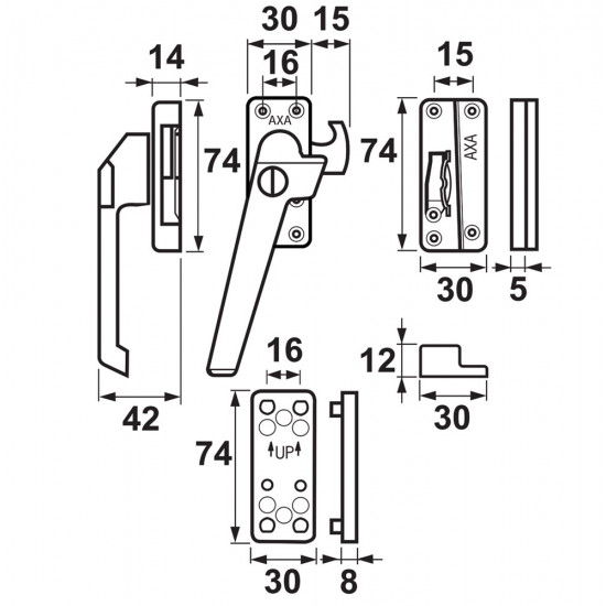 VEILIGHEIDS RAAMSLUITING CILINDER/LINKS/GELIJK/OPB.SLUITKOM/SKG1/ALUMINIUM F1