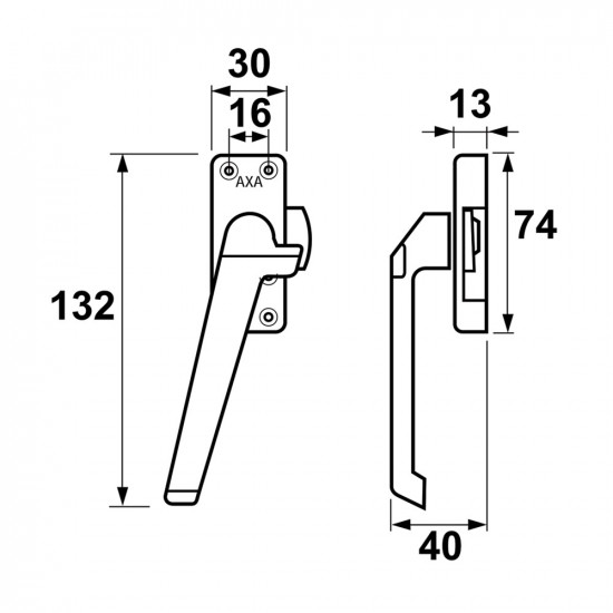 RAAMSLUITING/LINKS/ALUMINIUM F2