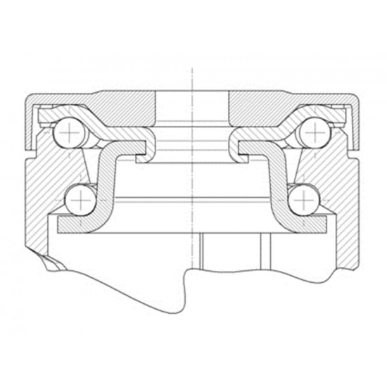 ZWENKWIEL MET DUBBELE REM, VORK EN WIEL VAN HOOGWAARDIG SYNTHETISCH MATERIAAL, ZWENKLAGER MET DUBBELE KOGELDRAAIKRANS, BOUTGAT. WIELKERN VAN POLYPROPYLEEN MET GRIJZE NIET-STREPENDE TENTEPRENE THERMOPLASTISCHE RUBBERBAND, WIELNAAF OP PRECISIEKOGELLAG