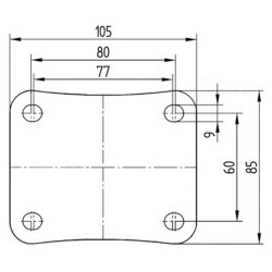 ZWENKWIEL MET PLAAT ZWART 100MM MAX. 70 KG