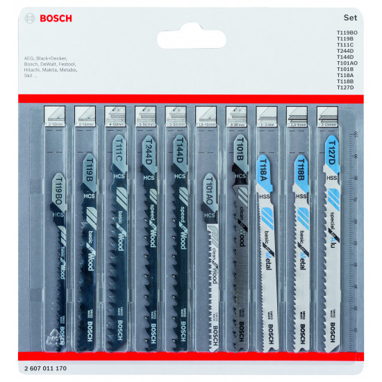 SET VAN 10 BLADEN VOOR HOUT EN METAAL JSB 83 - 92- 100 MM - BOSCH