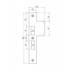 VP 4119/17/T DR.2+4 SLUITPLAAT, RVS 29X196MM RECHTHOEKIG,