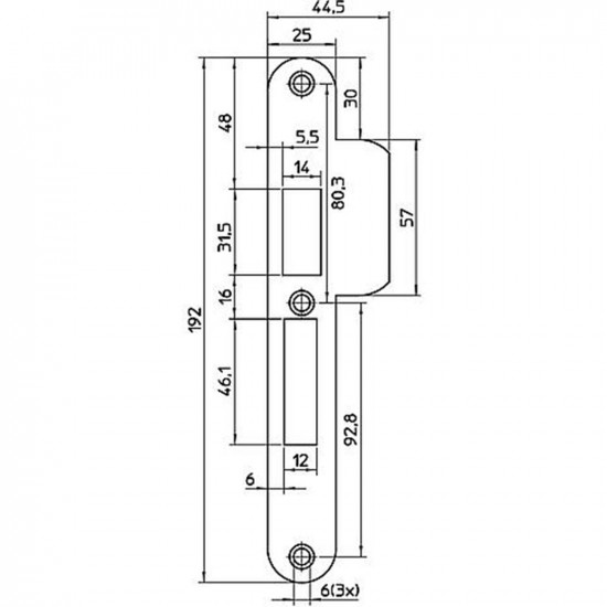 P 4109/17/T DR.1+3 SLUITPLAAT, RVS 29X196MM RECHTHOEKIG, B