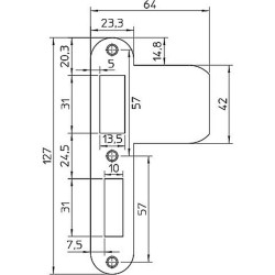 VP 1276/12/U SLUITPLAAT, STAAL VERZINKT 23X127.3MM AFGEROND, VERLENGD, DR 1+2+3+4.