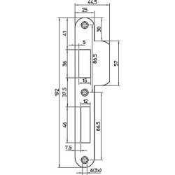 P 4139/17/U DR.2+4 SLUITPLAAT, RVS 25X192MM AFGEROND, DR 2+4.