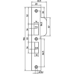 P 4119/17/U DR.2+4 BULK PER 10 SLUITPLAAT, RVS 25X192MM AFGEROND, BULKVERPAKKING, PER 10 STUKS VERPAKT, DR 2+4.