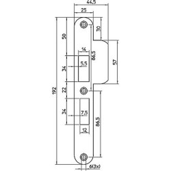 P 4119/17/U DR.2+4 BULK PER 10 SLUITPLAAT, RVS 25X192MM AFGEROND, BULKVERPAKKING, PER 10 STUKS VERPAKT, DR 2+4.