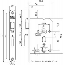 1264/3-50 DR.1+3 BADKAMERSLOT, DM50 WC63MM