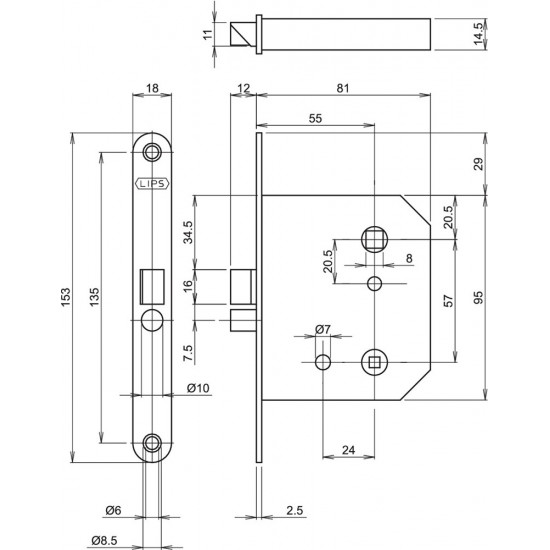 213311U18 VRIJ/BEZET SLOT 57MM 2100SERIE