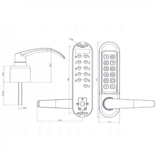 MAUER 5003 DEURKRUK MET CODE LS/RS MAT VERCHR.