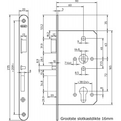 699/31-60 DR.3 PANIEKDEURSLOT, ZELFVERGRENDELEND, DM60MM, PC72MM, KRUKGAT 8MM, VOORPLAAT RVS 20X235MM AFGEROND, ZAMAC VERNIKKELDE DAG- EN NACHTSCHOOT, SLUITPLAAT P 7200/17, DR 3.