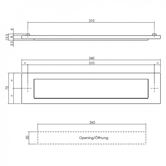 INTERSTEEL BRIEVENBUS MET KLEP/REGENRAND RVS GEBORSTELD