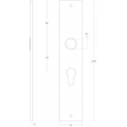 LANGSCHILD RECHTHOEKIG PROFIELCILINDERGAT55MM MAT ZWART