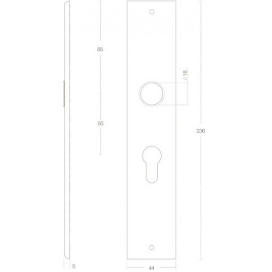 Intersteel LANGSCHILD RECHTHOEKIG PROFIELCILINDERGAT55MM MAT ZWART