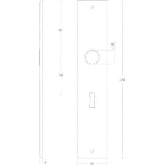 Intersteel LANGSCHILD RECHTHOEKIG SLEUTELGAT56MM MAT ZWART