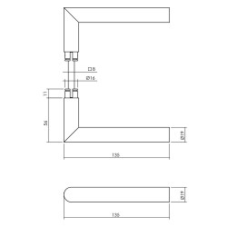 Intersteel DEURKRUK JURA OP RONDE MASSIEVE ROZET ø¸53X10 MM RVS ZWART