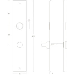 LANGSCHILD RECHTHOEKIG WC63/8MM MAT ZWART