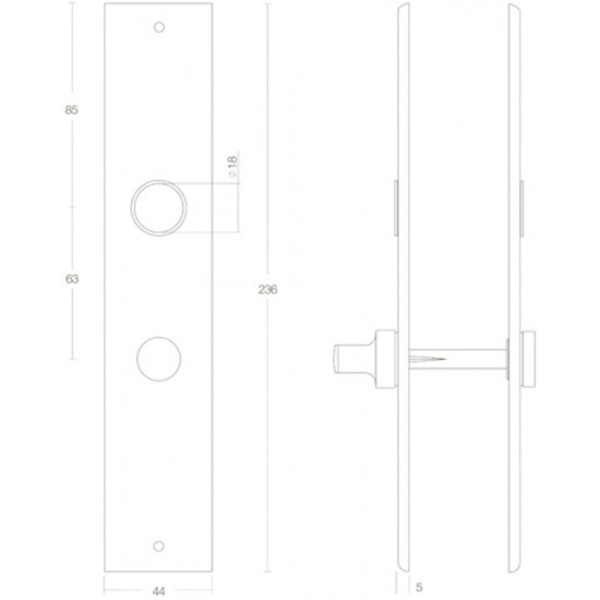 Intersteel LANGSCHILD RECHTHOEKIG WC63/8MM MAT ZWART