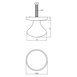 VOORDEURKNOP PADDENSTOEL ø57/66MM CHROOM