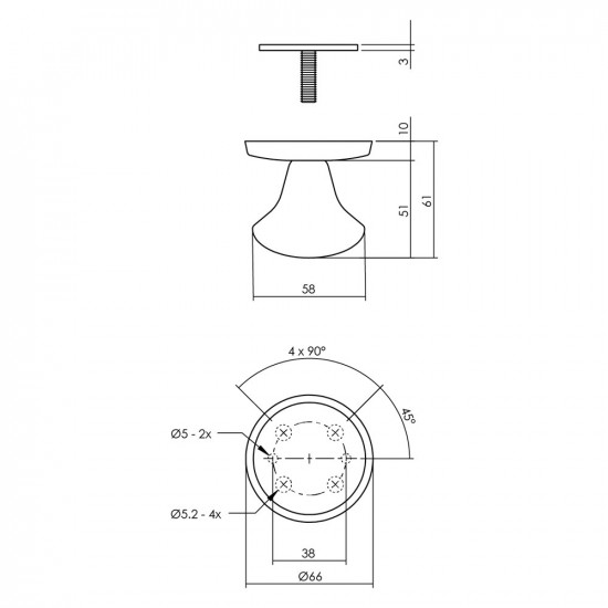 INTERSTEEL VOORDEURKNOP PADDENSTOEL RVS GEBORSTELD