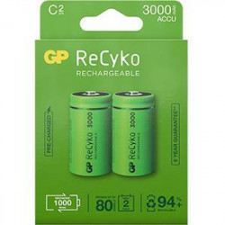 GP NIMH OPLAADBARE BATTERIJ C 3000MA BLISTER(2) GROEN