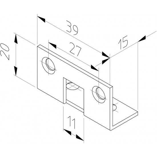 HP 7/11 HOEKSLUITPLAAT, STAAL VERZINKT 39 X 15-20MM RECHTHOEKIG, DR 1+2+3+4.