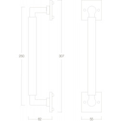 Intersteel GREEP BAU-STIL 250MM OP ROZET CHROOM/MAT ZWART