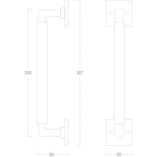 Intersteel GREEP BAU-STIL 250MM OP ROZET CHROOM/MAT ZWART