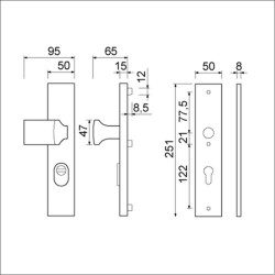 Ami vhb 251/50/15 kt55 knop 144 deurkruk 332 pc 55 f1 dd.38/42 mm