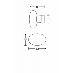 MEUBELKN.PORS.OVAAL 33MM MGN/MOSTERD