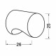 CILINDERKNOP 25X26MM M4 ZWART (3732)