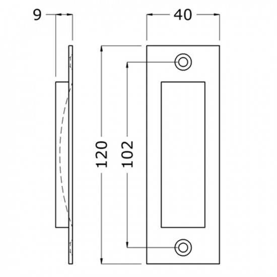 SCHUIFDEURKOM 120X40 MM, RECHT ZWART (4556)