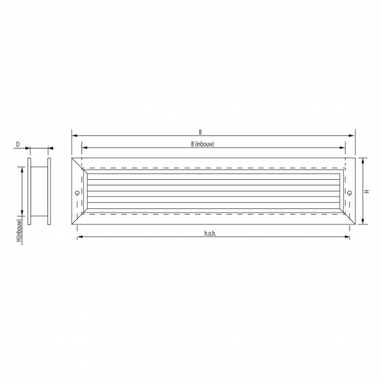 DEURROOSTER, ALUMINIUM SPARINGMAAT 430X80 MM - GEANODISEERD