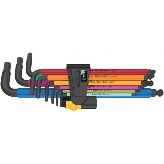 950/9 HEX-PLUS MULTICOLOUR IMPERIAL 2 STIFTSLEUTELSET, INCH, BLACKLASER, 9-DELIG